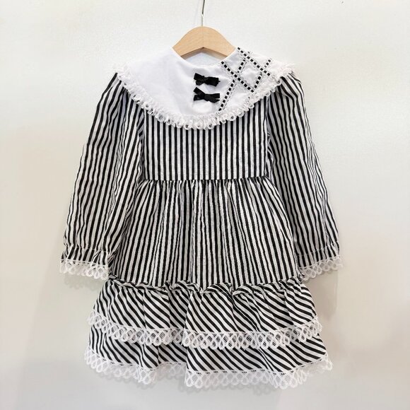 Martha Too Other - Vintage 80s Black/White Haunted Mansion Dress 3/4 Girls